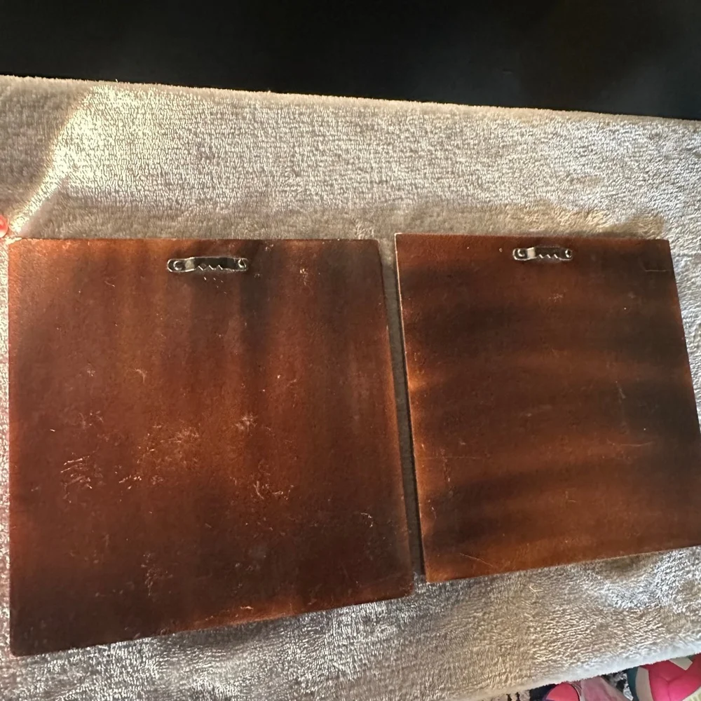 Wooden Decor Brown Beige Square Wall Art Set